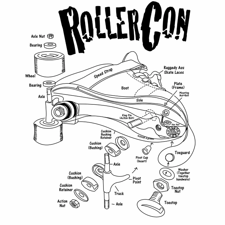 RollerCon Accessories Skate Diagram Short Sleeve Tee 6 RollerCon Accessories Skate Diagram Short Sleeve Tee